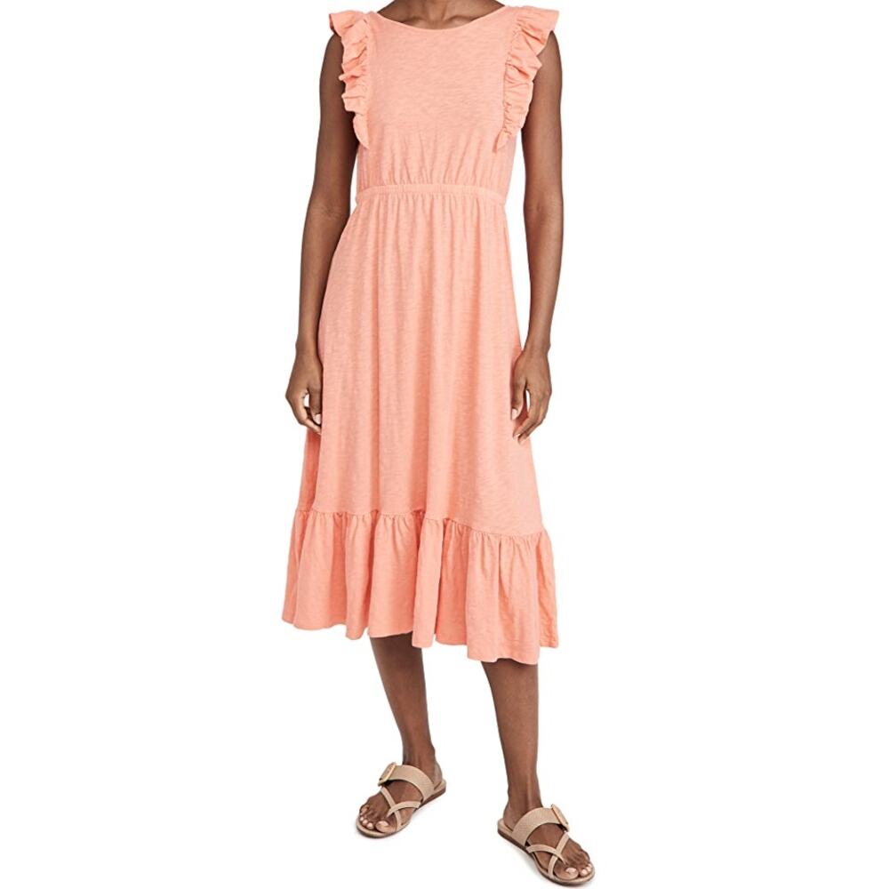 ba&sh Voyce Pink Cotton Ruffles Midi Dress Size Large - Picture 5 of 16